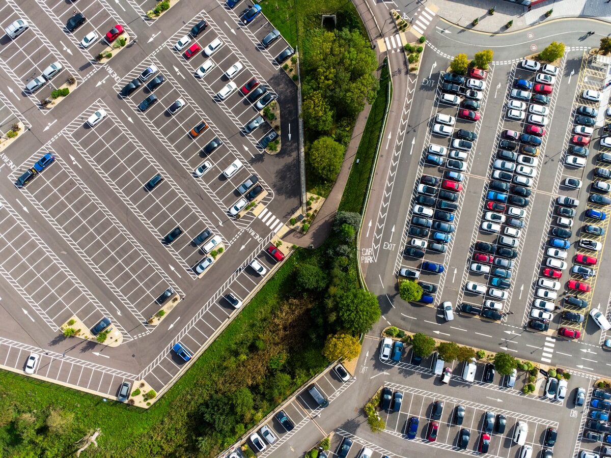 Aerial view of TerminalParkHeathrow park and ride compound — secure Heathrow car parking near LHR